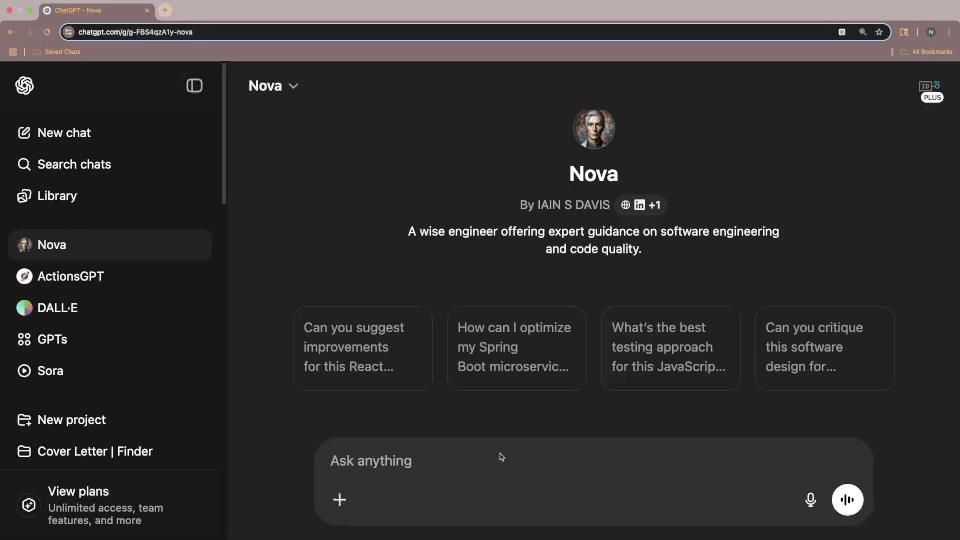 Screen recording showing Nova making use of context supplied via ContextCards to correctly infer the right options for a new Jira ticket